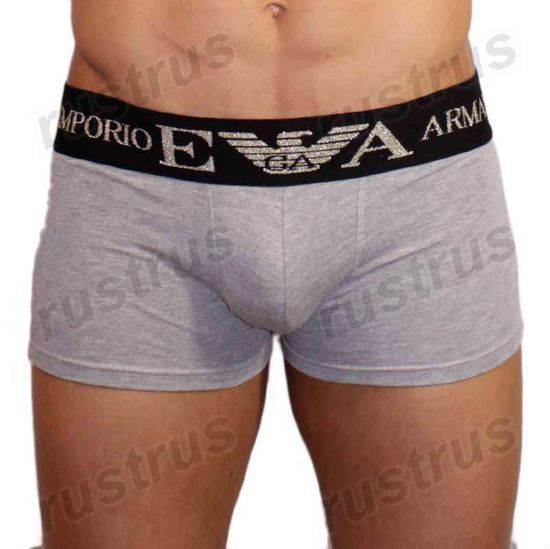Мужские трусы боксеры серые с черной резинкой Emporio Armani