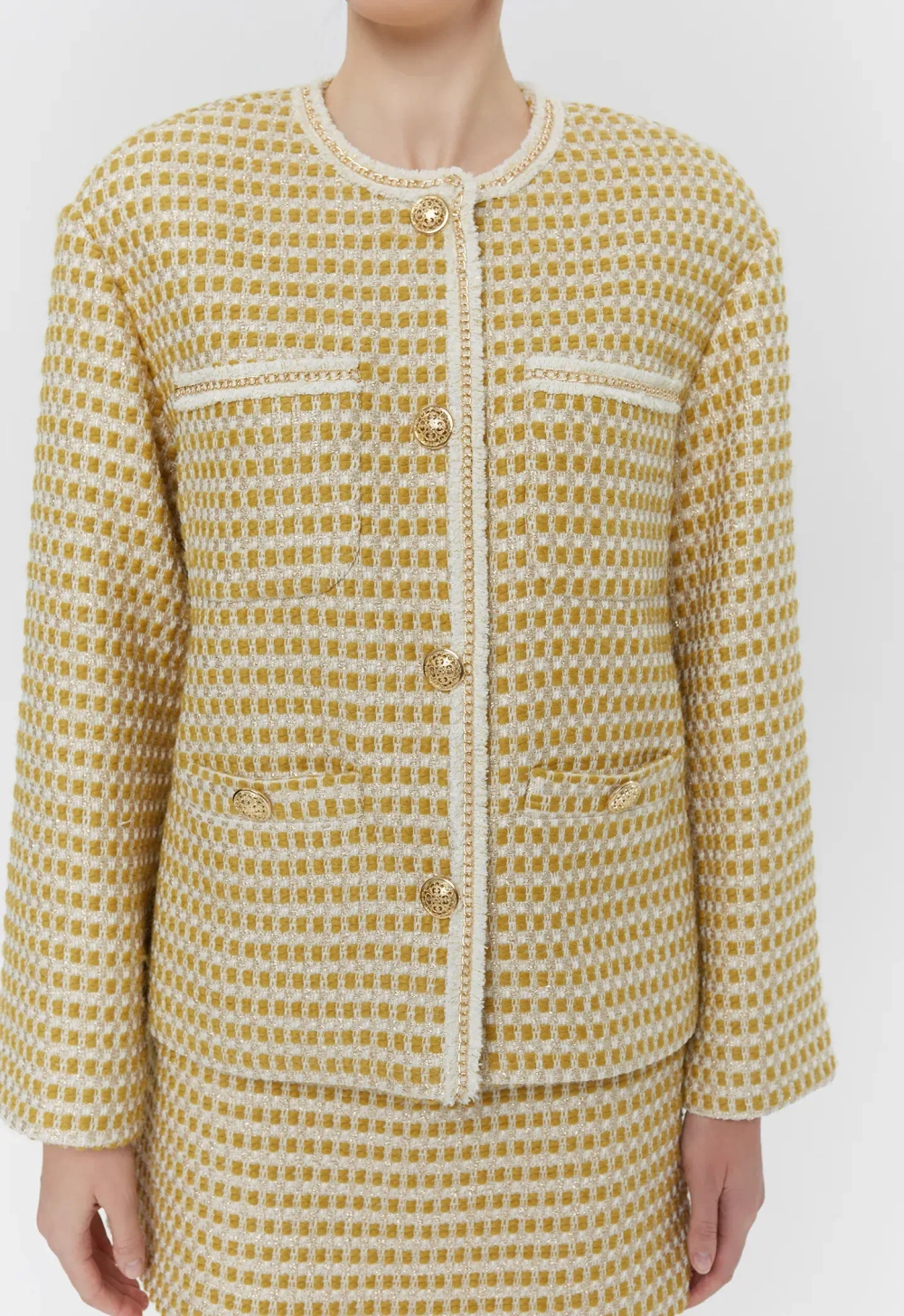 Жакет твидовый, золотой