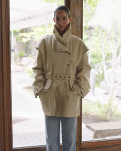 Тренч на молнии из хлопка Берберри бежевый