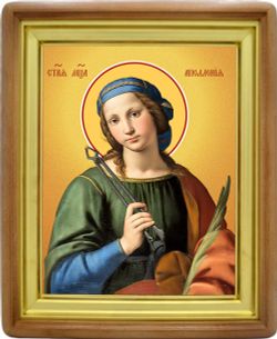 Святая Аполлония - покровительница стоматологов. Икона на холсте.