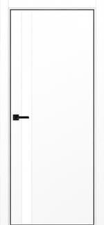 Межкомнатная дверь Optima Porte НЕАПОЛЬ 211 Белое стекло, Алюминиевая кромка SB (матовый чёрный) с 4-х сторон