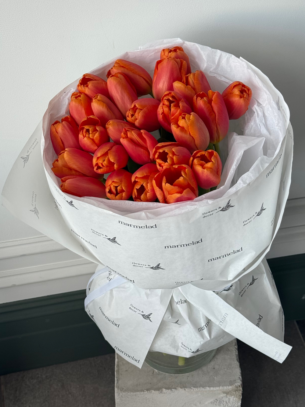 Букет из 25-ти оранжевых тюльпанов
