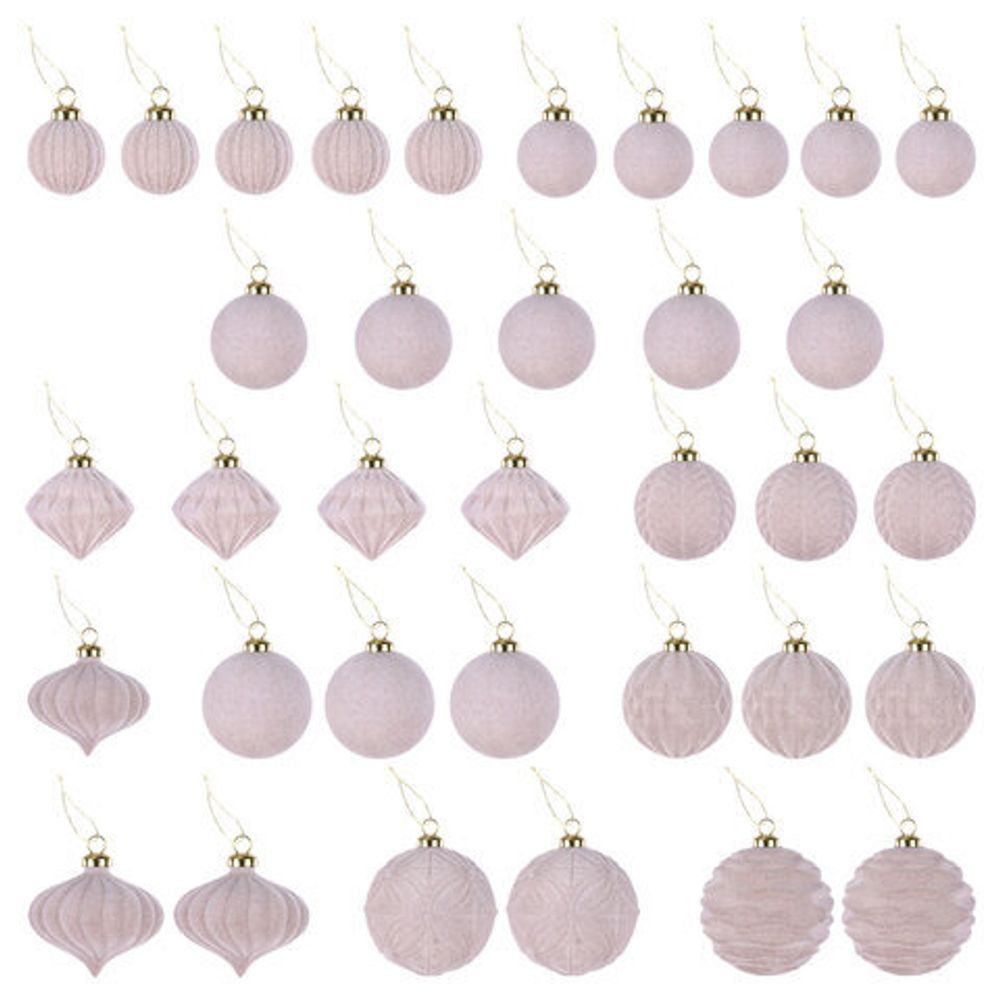 Шары елочные НАБОР 35 предметов "Зефирки", пластик, софт-тач, молочный, ЗОЛОТАЯ СКАЗКА, 592588