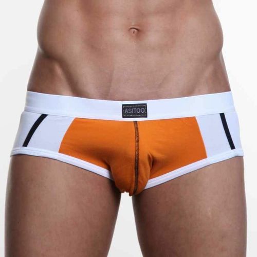 Мужские трусы брифы бело-оранжевые Asitoo Modal White&amp;Orange Brief AST0035