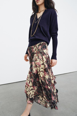 ZARA ЮБКА С ЦВЕТОЧНЫМ ПРИНТОМ ZW COLLECTION, РАЗНОЦВЕТНЫЙ