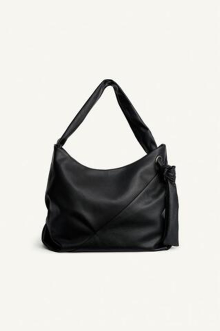 ZARA КОЖАНАЯ СУМКА ЧЕРЕЗ ПЛЕЧО, ЧЕРНЫЙ