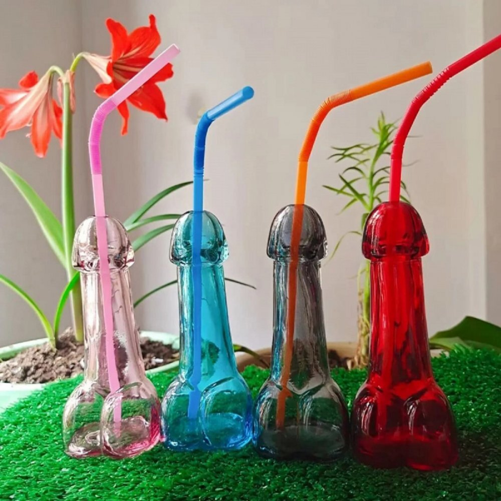 Бокал для коктейлей в форме пениса разноцветный 110 мл