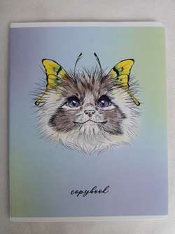 Тетради 48 листа А5+. "Кошки-Бабочки", общая, клетка. Формат А5+ (163*203 мм). Арт.120006. С полями. Комплект 5 шт.