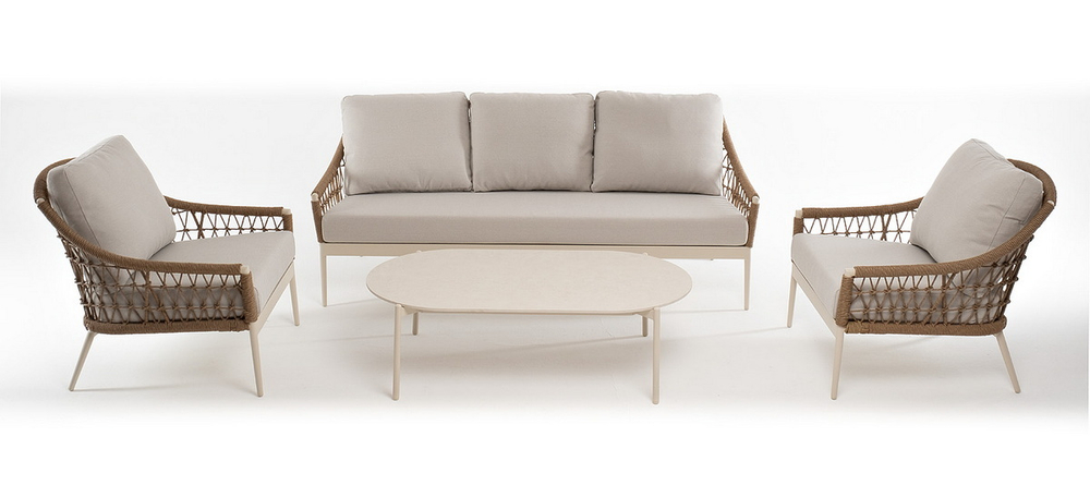 "Венеция" лаунж-зона из искусственного ротанга, цвет соломенный