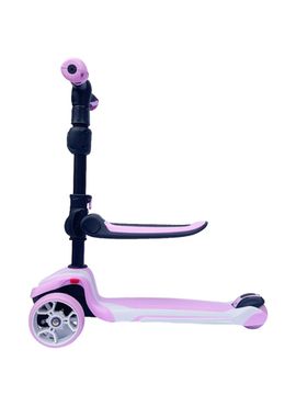 Самокат-беговел со светящимися колёсами 3 в 1 Scooter Micar Moby Pink