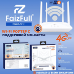 Маршрутизатор 4G FaizFull FW12, работает со всеми SIM, WAN, Wi-Fi6 300Mbps 802.11b/g/n/ac/ax, Type-C