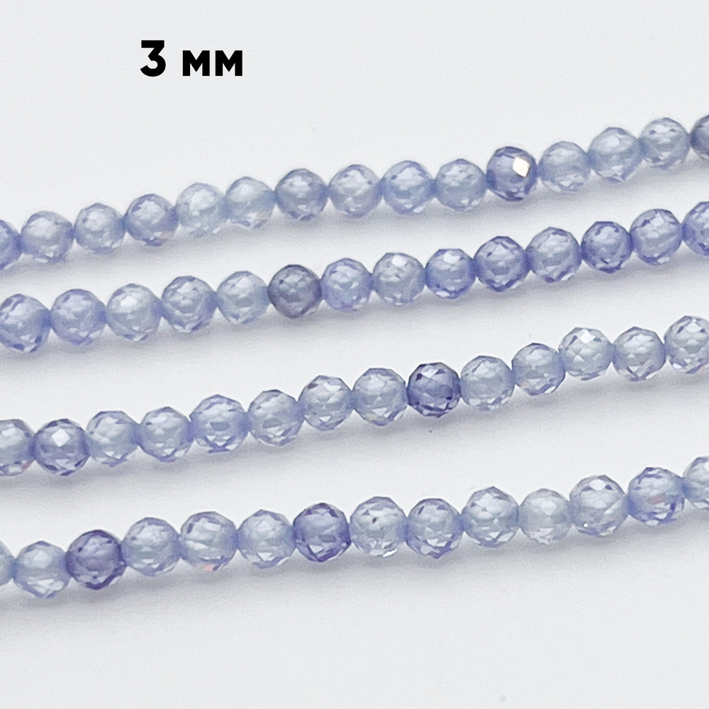 Фианит (кубический цирконий), цвет сиреневый, размер 3 мм, цена за нить около 130 шт (38 см)