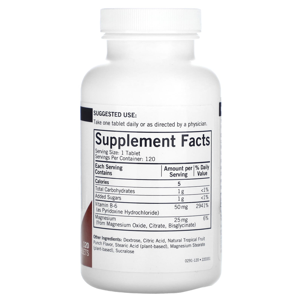 Kirkman Labs, Жевательные витамины B6 с магнием, пунш из натуральных тропических фруктов, 120 таблеток