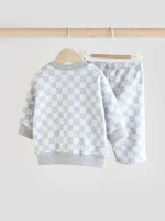 Лонгслив и брюки в комплекте для малышей Next E48-225, Белый, Серый