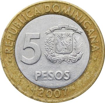 5 песо 2007 Доминикана