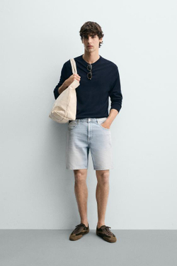 ZARA ДЖИНСОВЫЕ ШОРТЫ REGULAR FIT, ГОЛУБОЙ