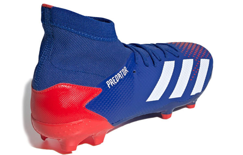 Adidas Predator 20.3 round head lace-up FG (glue long nails) natural grass fabric microfiber non-slip football shoes men's blue, red and white