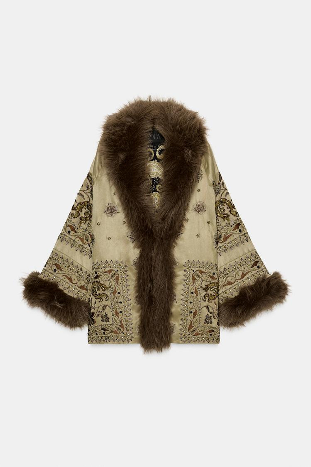 ZARA КИМОНО С ВЫШИВКОЙ — ZW COLLECTION LIMITED EDITION, СВЕТЛО-ЗЕЛЕНЫЙ