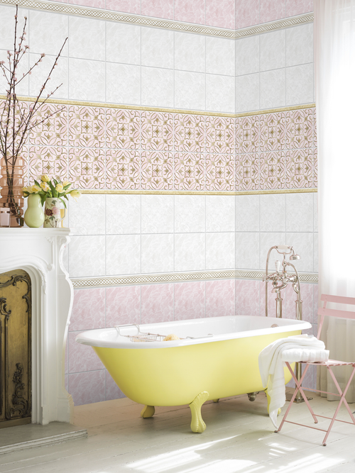 Панель ПВХ фотопечать с глиттером Шарлотта Розовое Золото 2700х250мм