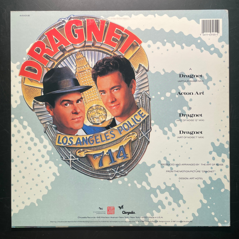 The Art Of Noise ‎– Dragnet 12", 45 RPM (США 1987г.)