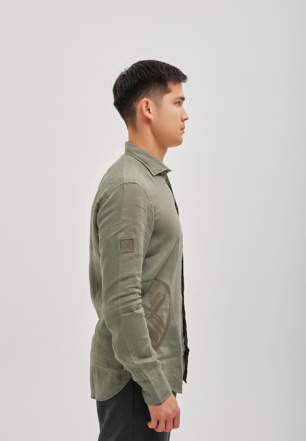 Рубашка мужская лен SHANYRAQ KHAKI