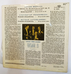 Винтажная виниловая пластинка Lasalle String Quartet, Webern, Penderecki Пендерецкий Кшиштоф, Lutostawski Lasalle String Quartet (Poland 1965)