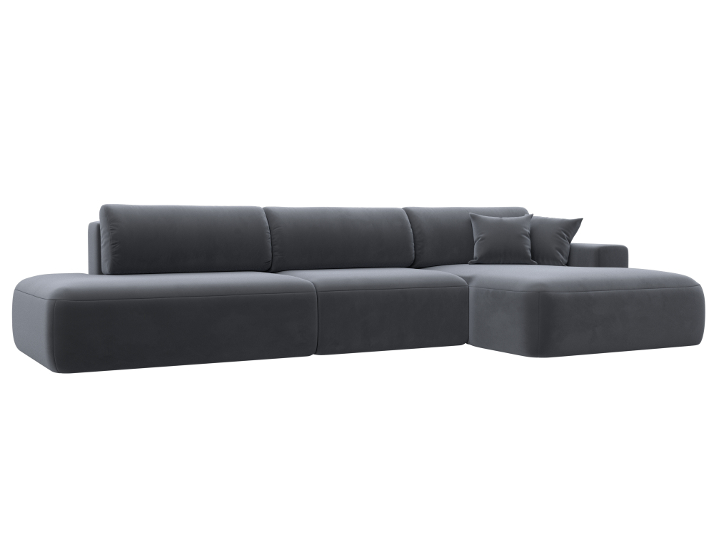 Диван угловой Лига-036 НПБ Модерн Лонг правый угол ВЕЛЮР Серый