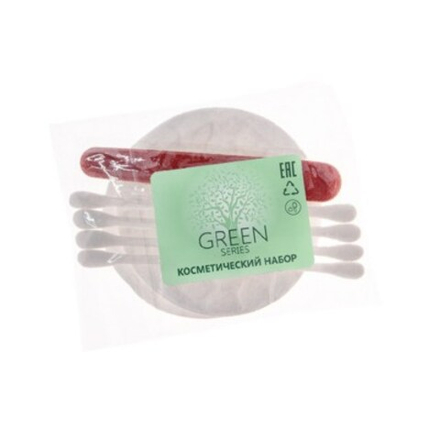 Косметический набор "Green Line" (ватные диски, палочки, пилочка для ногтей)/500шт 2541