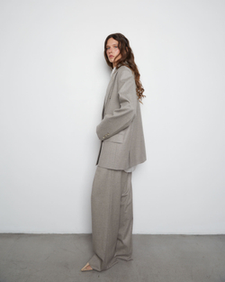 Брюки с защипами из шерсти Стелла Маккартни серо-бежевый