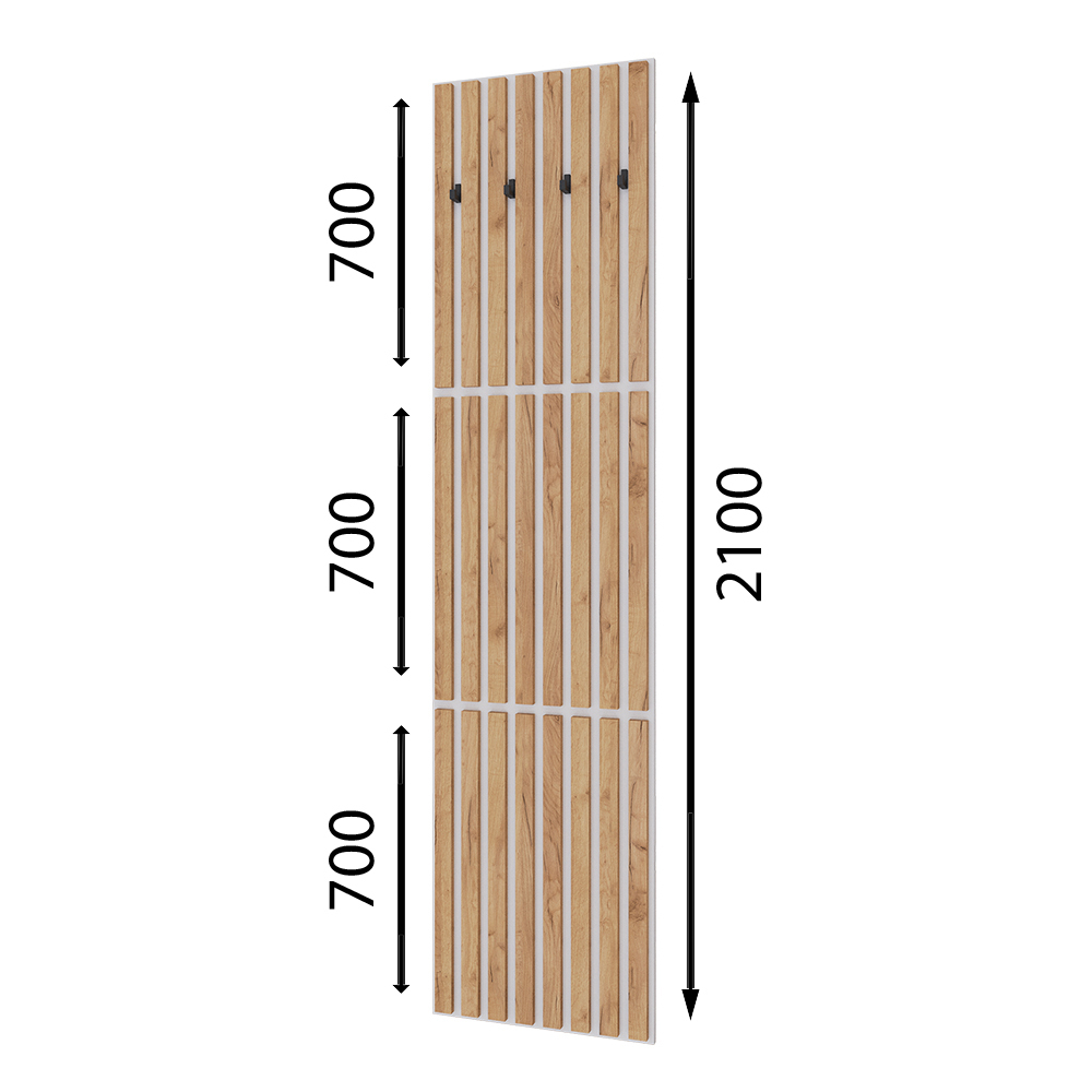 Вешалка 3-х ярусная Кано КПВ-3, Белый, Дуб крафт золотой