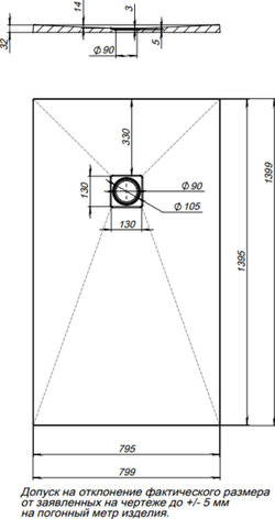 Душевой поддон Aquanet Pleasure 140x80