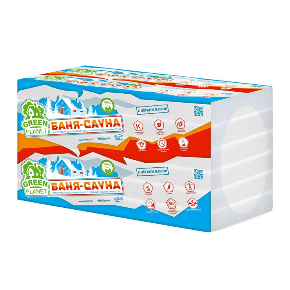 Утеплитель Green Planet Баня-Сауна 1000х600х50 мм 12 плит в упаковке