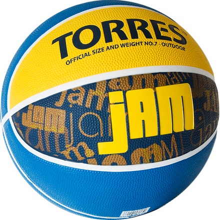 СЦ*Мяч баскетбольный TORRES Jam, B02047, р.7, резина, нейлон. корд, бут. кам., син-желт-голубой