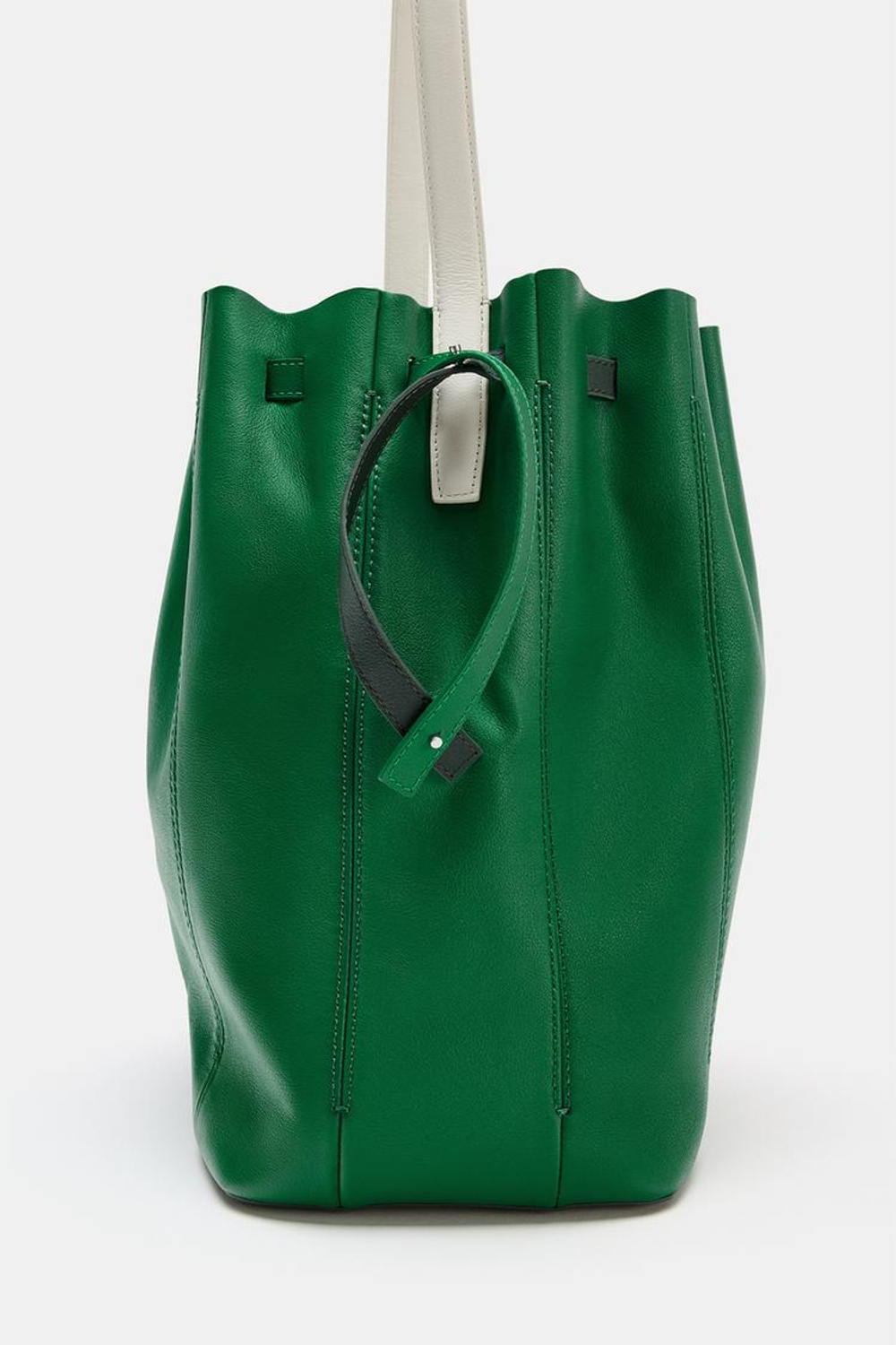 ZARA КОМБИНИРОВАННАЯ КОЖАНАЯ СУМКА, ЗЕЛЕНЫЙ