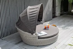 "Стильяно" плетеная кровать круглая, цвет бежевый