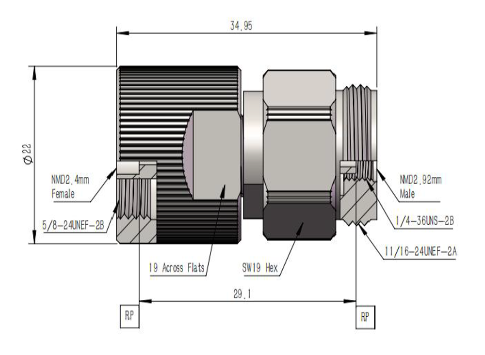 LT-NMD2.4FNMD2.92M, Коаксиальный переходник NMD (2.4 мм / 2.92 мм)