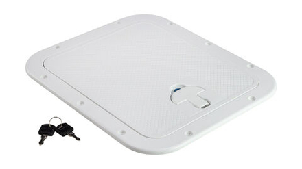 Люк смотровой с замком 306 х 356 мм съемная крышка с замком, белый