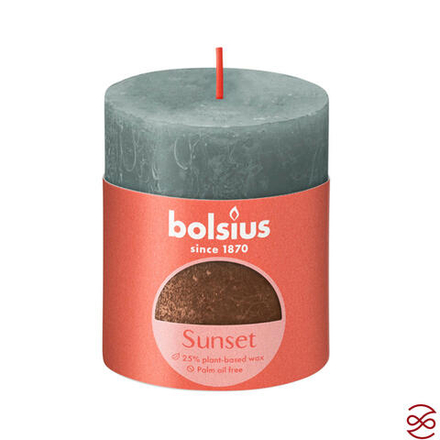 Свеча рустик Bolsius Sunset 80/68 зеленый эвкалипт+медь - время горения 35 часов