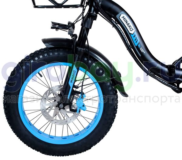 Электровелосипед Minako F11 Pro 2025 года (48V/20Ah) - Синий обод