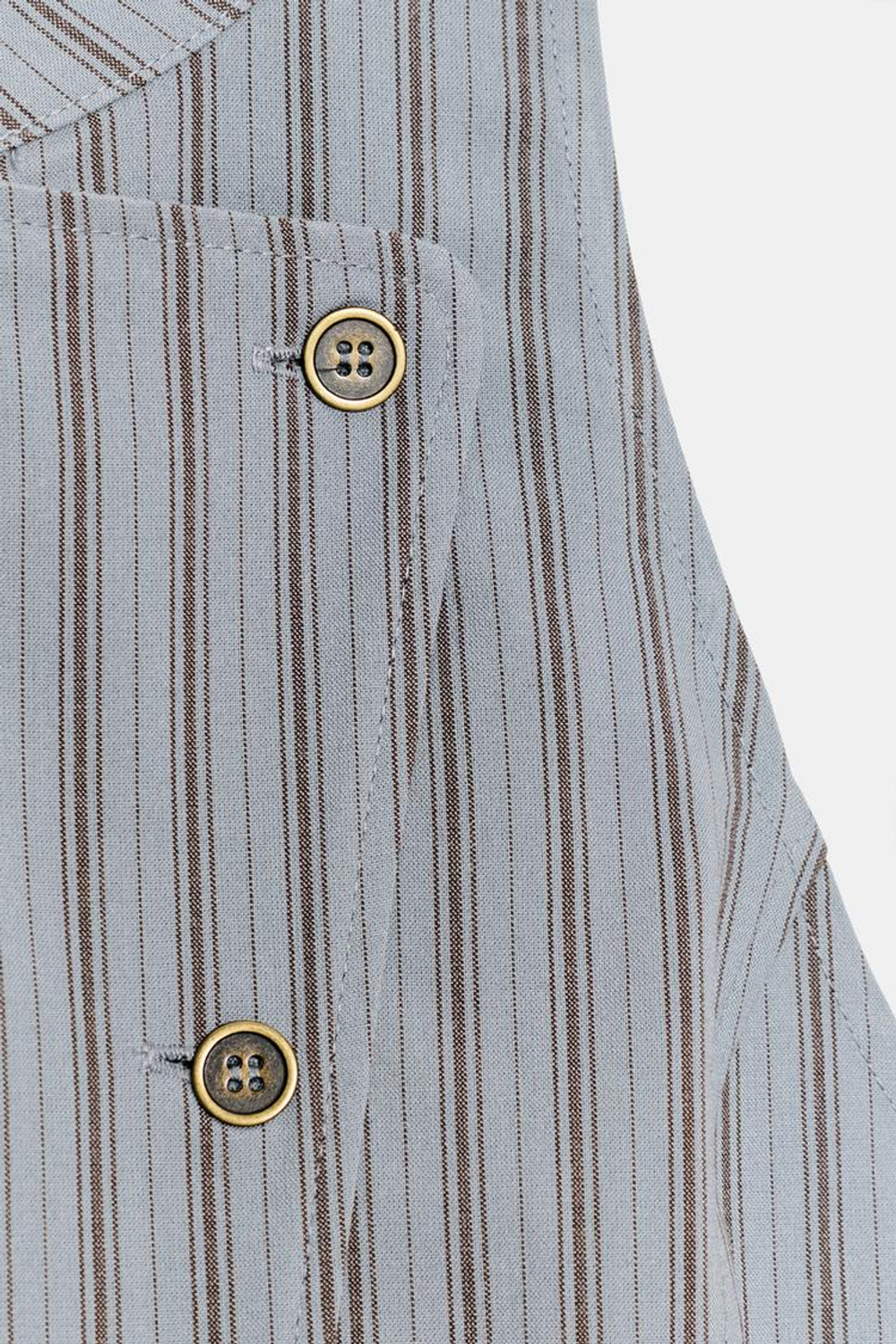 ZARA ЖИЛЕТ В ПОЛОСКУ С ЗАПАХОМ, СЕРО-СИНИЙ