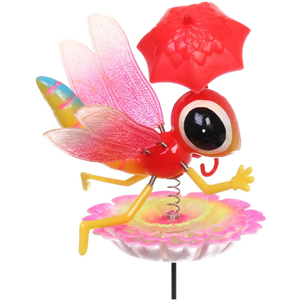 Фигура на спице «Стрекоза на цветке» 60 см (фигура 17*7 см) для отпугивания птиц, микс