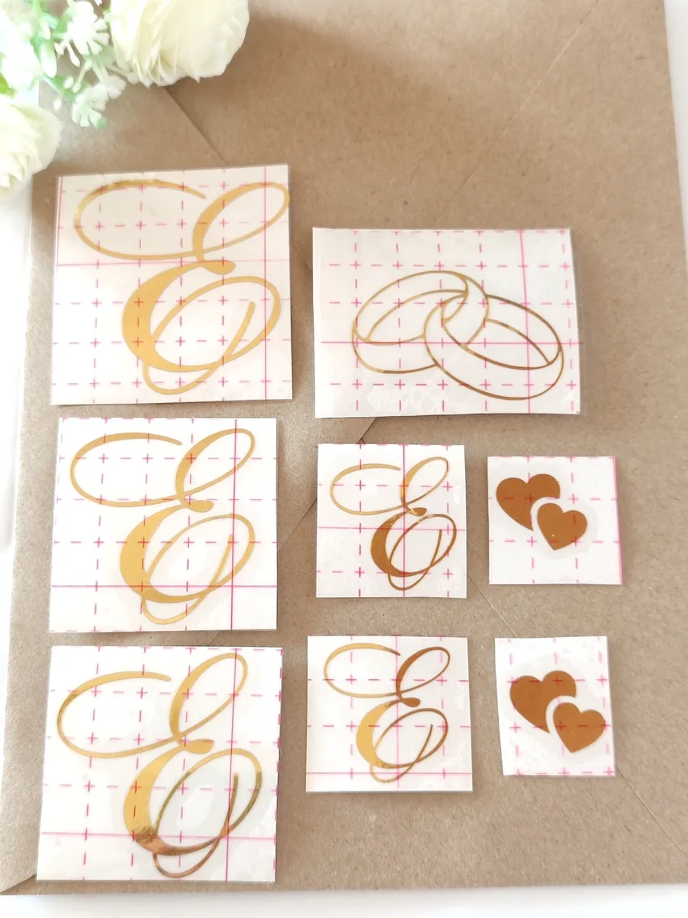 Наклейки свадебные зеркальное золото инициалы " Е "