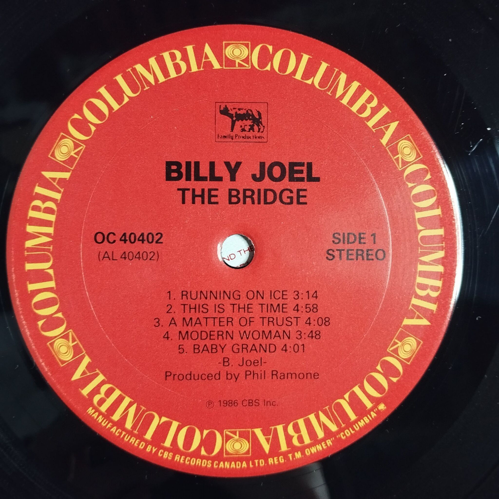 Винтажная виниловая пластинка LP Billy Joel The Bridge (USA 1986)