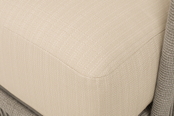 "Альбано" диван 3-местный плетеный из роупа, каркас алюминий светло-серый (RAL7035) муар, роуп серый меланж круглый, ткань Mossle светло-бежевая