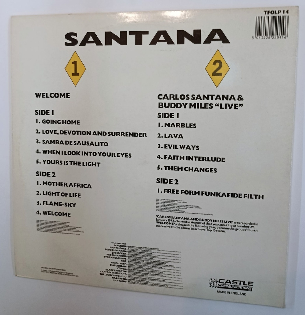 Santana Welcome / Carlos Santana & Buddy Miles "Live" 2 LP (UK 1988)