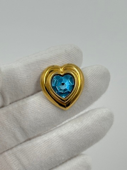 Моносерьга Сердце с голубым кристаллом