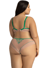 Трусики-бразилиана Moss с вышивкой (Размер: S) (Цвет: зеленый)