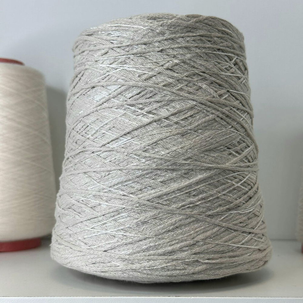 SHEER - ECAFIL; 92% хлопок, 8% люрекс; 290м/100гр; цвет: серебристый тауп ТОЛЬКО бобинки: 600, 248, 450 гр