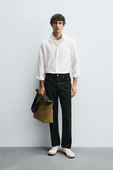 ZARA БРЮКИ STRAIGHT FIT, ЧЕРНЫЙ