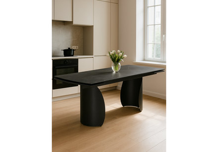 Керамический стол Woodville Готланд 180(240)х90х79 черный мрамор, черный, ножки черные